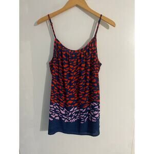 CAbi Smooch cami women’s size L navy abstract tank top flowy